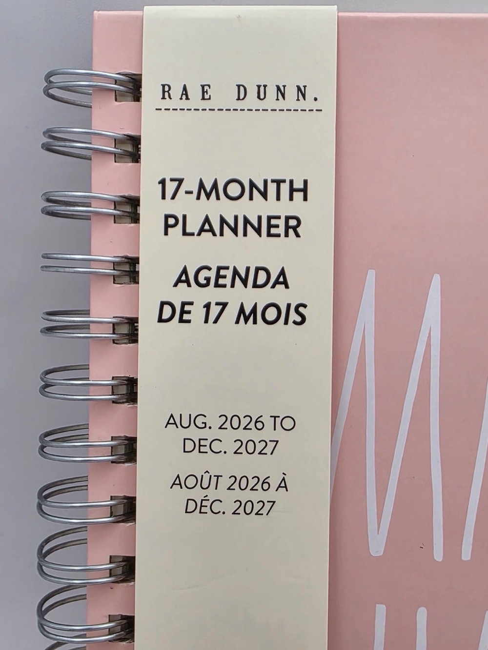 Rae Dunn Pink Planner - 17-Month Spiral Agenda - Picture 2 of 2